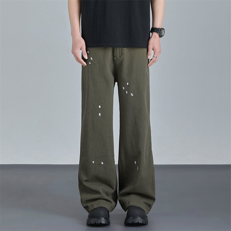 美式做旧水洗泼墨直筒工装裤男休闲裤男ME07P56，男装休闲裤，星座1116-2