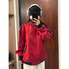 抖音得物高品质美式高街重磅结构设计拼接织带立领卫衣外套CM42，女装短外套，电商A486-1