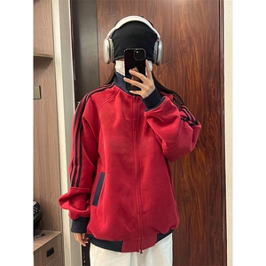 抖音得物高品质 美式高街重磅结构设计拼接织带立领卫衣外套 CM42图片