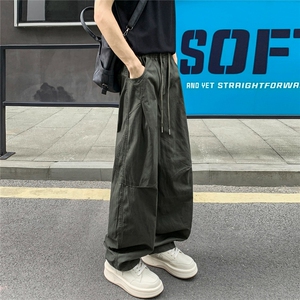 网络图现货 美式工装高腰宽松纯棉垂感直筒加绒阔腿裤JJ79-P58图片