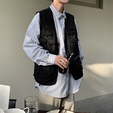 工装马甲男口袋2023夏季新款ins高街宽松百搭帅气外套W2449-P43，男装背心/马甲，星座412-2