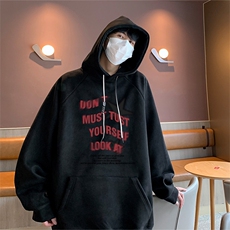 已注册港风抖音直播得物高品质宽松麂皮绒连帽卫衣W6033P48，男装卫衣，电商C408(原B339-1)