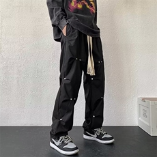 潮牌高街柳钉褶皱工装休闲裤男美式小众设计感痞帅长裤潮9053-p45，男装休闲裤，星座1008