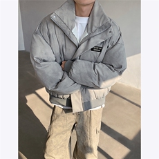 现货扎染棉服美式短款面包服男冬季高街廓形棉衣外套P108，男装棉衣，电商C306-1