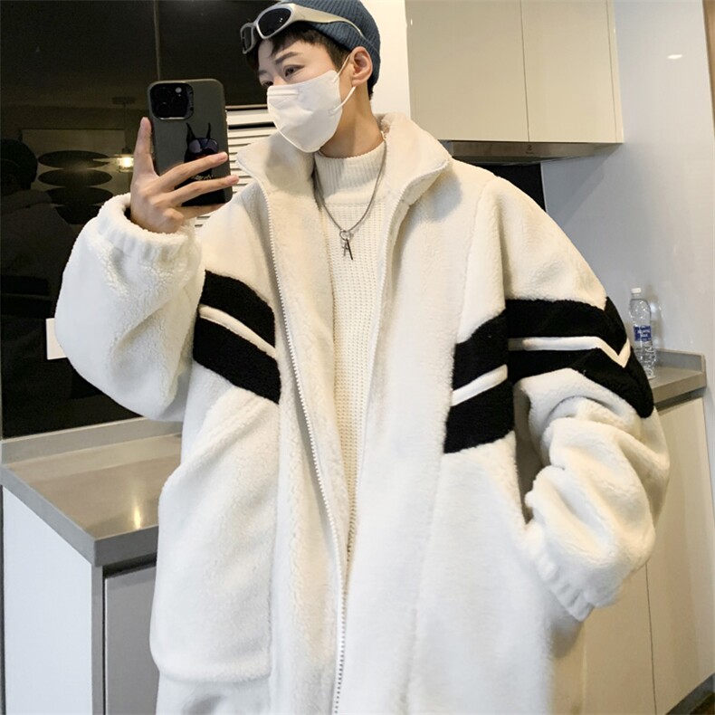 青少年羊羔毛绒外套男款冬季保暖棉衣棉服M8018P120控158,男装棉衣,电商A157