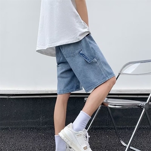 牛仔裤纯色水洗短裤男休闲侧设计中裤机能户外五分裤子 N3233图片