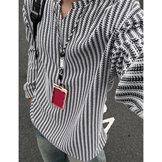 美式高街千鸟格子长袖T恤男女亨利V领英伦雅痞休闲宽松长袖打底衫，男装T恤，电商A443