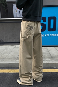 痞帅高街刺绣直筒休闲裤男痞帅大码百搭工装裤K24106-特P35控68图片
