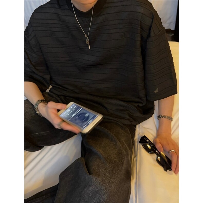 扎染印花日式复古潮流翻领长袖衬衫上衣春夏季男生衬衣TTX68图片