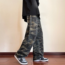 迷彩工装牛仔裤男美式潮牌直筒裤高街宽松阔腿长裤NK527-P47，男装牛仔裤，星座208-5