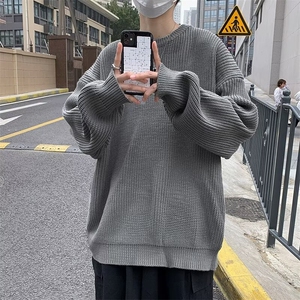 B377P35秋冬毛衣打底衫线衣圆领男装上衣宽松日系港风图片