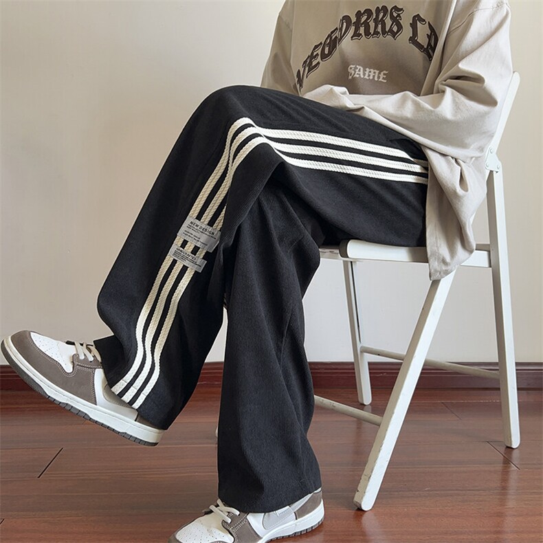 春季三条杠休闲裤男直筒宽松男士运动裤抽绳长裤A266-KZ916-P50,男装休闲裤,电商A266