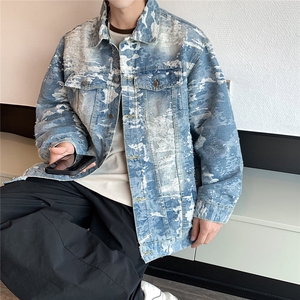 221-1 美式潮牌做旧设计感情侣宽松牛仔夹克外套JK2311-P95图片
