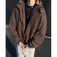 格子假两件连帽棉衣男女秋冬加棉设计感宽松休闲毛呢外套W9341，男装卫衣，星座1116A-1（原606A）