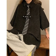领带长袖衬衫秋冬2024新款衬衣设别致美式复古上衣外套加领带，男装衬衫，星座506A
