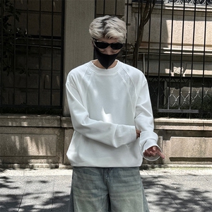 抖音得物品质26春装美式高街曼巴棉螺纹拼接卫衣圆领长袖T恤YT164图片