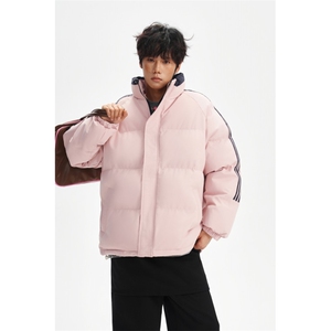 ！冬季条纹五防立领加绒加厚棉衣情侣撞色棉服外套MY7777-P68图片