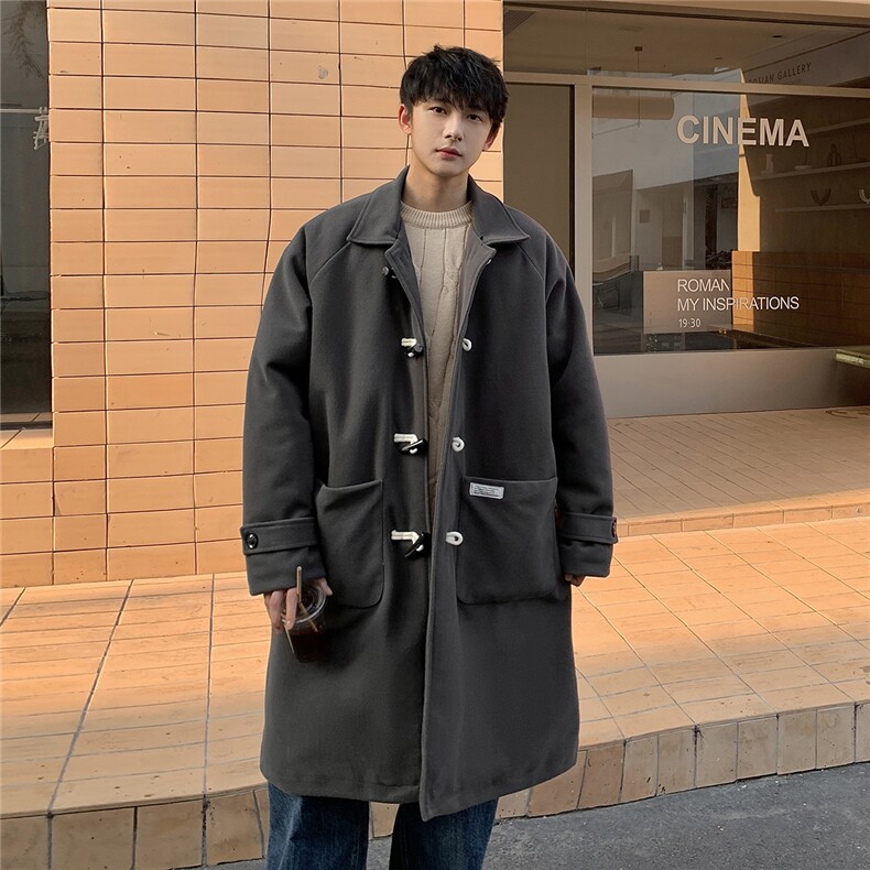 1港风牛角扣加棉呢大衣可拆卸帽大码M-5XL外套男FY8716P138控188，女装短外套，星座226-2