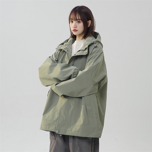 女模山系机能风连帽秋季宽松冲锋衣夹克外套男女2588TP45