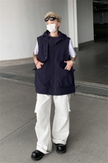 新款四季工装外套女街头潮牌美式战术机能口袋连帽防水无袖马甲男，男装工装外套，星座505-2（原电商A260-1)