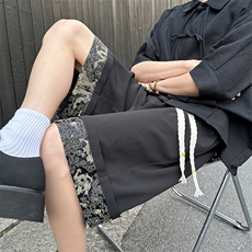 2024夏季新款外景大码新中式拼接短裤M-5XHK24299-P35，男装牛仔裤，电商A022