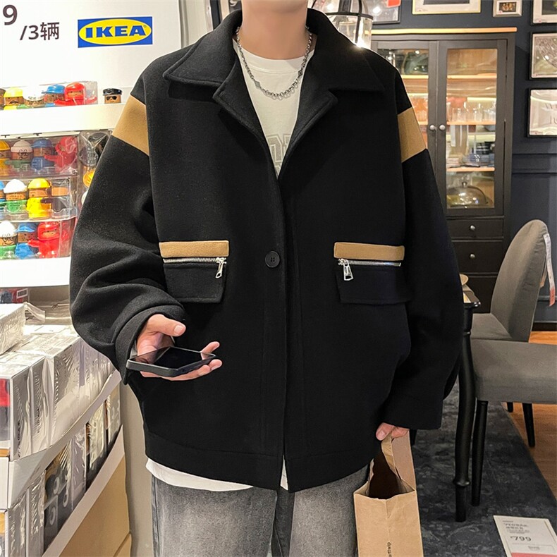 男装呢料大衣2026秋冬季新款毛呢大衣男生外套XZ514-2-F602-P115,男装毛呢大衣,星座514-2(原B239)
