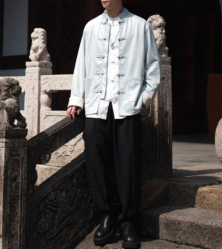 现货麂皮绒新中式大码情侣夹克外套男JK1818-P110控188,男装夹克,电商A021