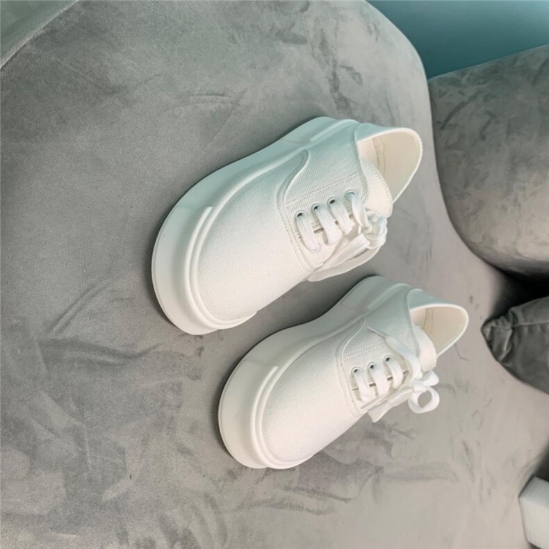 欧洲站帆布系带底帮厚底松糕坡跟休闲板鞋，其它，她他麦