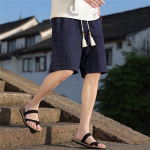 夏季棉麻男士风休闲裤短裤男装五分男装复古A266-1-KZ883-P40图片