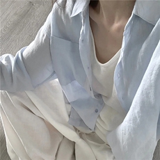 TC705-P452024薄款长袖防晒衬衣天蓝色慵懒风休闲宽松上衣，男装防晒衣，星座617A-2