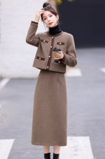 【bao款主推】2025冬秋新款小香风羽绒服两件套撞色套装+羽绒内胆，女装套装/套裙，兰菲阁