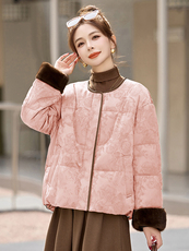 高端设计感立领拼接羽绒服女2025年冬季新款小个子白鸭绒短款，女装羽绒服，沁沁公主