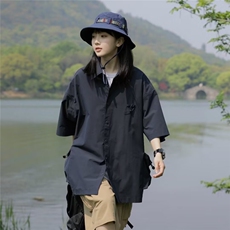 夏季户外机能工装短袖衬衫男女大口袋情侣休闲衬衣CK629，男装衬衫，星座1116A-1（原606A）