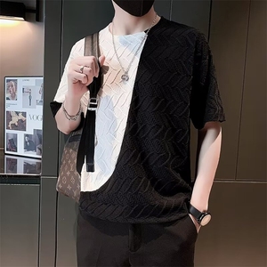 新款短袖t恤男夏季韩版潮流简约港风宽松休闲潮牌体恤衫BT238/P35图片