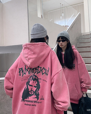 22新款秋复古美式水洗做旧宽松连帽男女中性卫衣301B-JB7886-P68，男装卫衣，星座301B