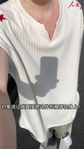 XZ809A/SSS03/特P24/控48 美式V领坎肩万针绣花背心T恤图片