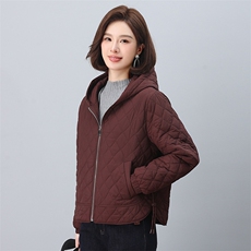 2024年冬季新款时尚连帽开衫加棉棉服，女装棉衣/棉服，依恋蒂丝