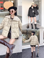 [现货]羽绒服拼接毛线领，两色，两码，女装羽绒服，依柏璐(1F)