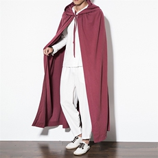 秋季大氅男装披风汉服古装长衫连帽风衣棉麻外套6020-1/8805/，男装民族服装，电商B275