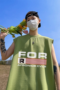 华夫格背心 直播高品质重磅220克 FOR印花HB7124-P25控38图片