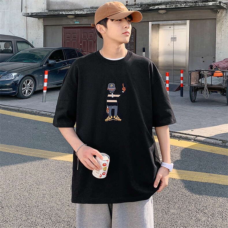 得物抖音40支双纱高品质休闲印花半袖纯棉短袖T恤男女T7223-P40,男装T恤,电商A441-1