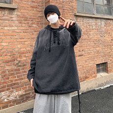 XZ213-JK09-P75控88港风大码潮牌水洗做旧发泡印花套头连帽卫衣，男装卫衣，星座213