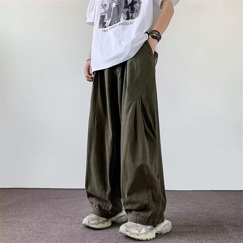日系复古休闲裤男女生学院风简约宽松直筒阔腿裤工装裤子A886/P52，男装休闲裤，星座506