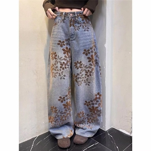1506-1/K95681/P72个性字母牛仔裤嘻哈ins潮高街潮流痞帅长裤男女图片