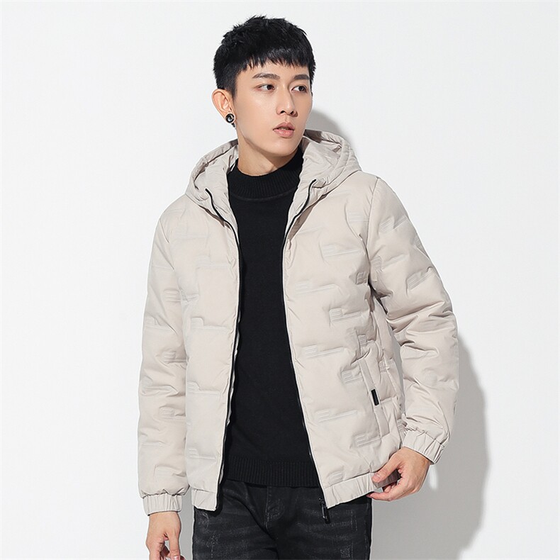 现货足主推短款连帽压花轻薄学生夹克羽绒服面包服班服团体服图片