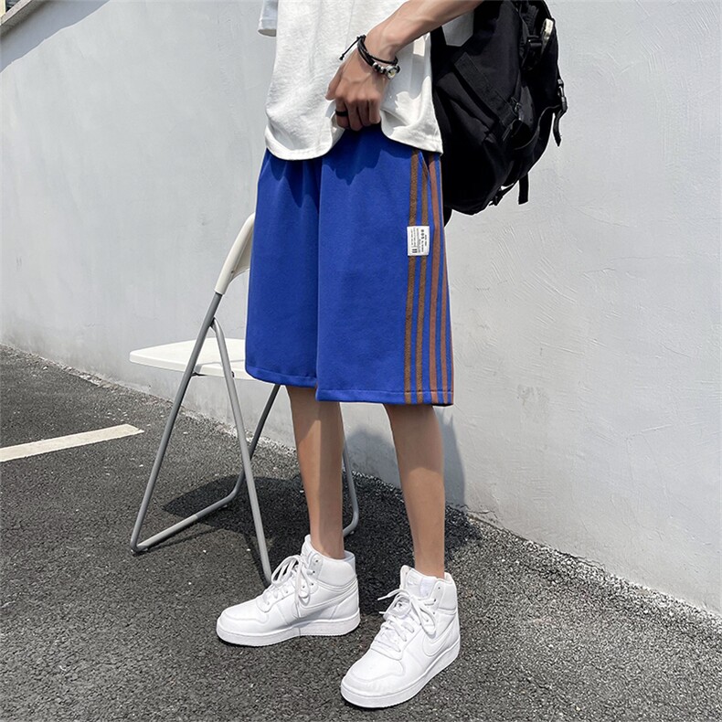 黑灰条纹拼接短裤男夏季韩版五分裤休闲中裤DK020p35限49,男装休闲裤,电商A089-1