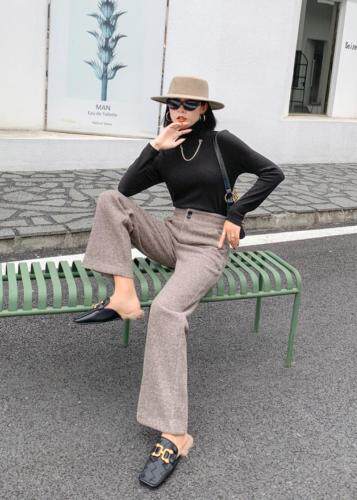 冬装兔绒复合直筒裤，女装，坚持到底