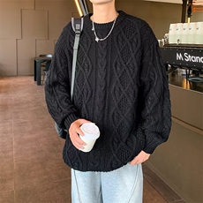 冬季新款绞花扭花毛衣2024男女纯色宽松ins针织毛线衣MZ639-P62，男装针织衫/毛衣，星座412-2