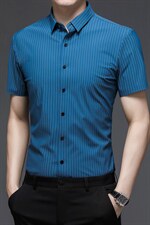 HC-A17男士2023年夏季薄款男式短袖无痕衬衫青年休闲免烫修身P66，男装衬衫，电商B360