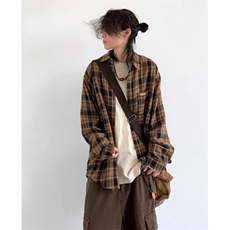 格子衬衫男女长袖春秋冬高级感痞帅外套日系工装衬衣CS386，男装衬衫，星座1116A（原606A-3）